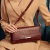 Bag Crocodile Pattern Ladies Shoulder Classic Wine Red Messenger for Women Brand Retro Design 2024