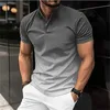 Casual shirts voor heren mode gradiëntstijl heren Polo Shirt Street Business Leisure Clothing Toerisme en vakantie ademende revers korte mouwen top 240409