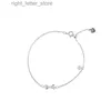 Bangle Ventfill 925 Sterling Silver Sparkling Diamond Bow Bracelet for Women Adjustable Fashion Personality Simple and Cute Friend Gift yq240409