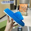 Slippers For Women With Free Shipping And Shoe Box Summer New Letter Embossed Suede Candy Solid Color Thick Sole Couple One-word Sandals