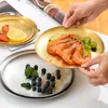 Plates NUBECOM Korean Dinner Fruits Pastry Dessert Dishes Stainless Steel Western Plate Round Thickened Barbecue Tableware