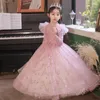 女の子のドレスフラワーボーイイブニングドレス長袖の誕生日プリンセスピアノホストPengpeng Shaパフォーマンス