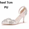 Klänningskor Crystal Queen Woman Luxury Diamond White High Heels Pumpar Wedding Bridal Elegant Ankle Strap Party Sandaler H240409 D552