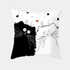 Śmieszne czarne kota poduszka kreatywna niegrzeczna biała kota rzut poduszką dekoracyjne poduszki
