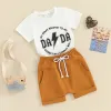 Toddler Baby Boy Vêtements d'été mignon lettre imprimé à manches courtes t-shirts et shorts extensibles Swear tenues