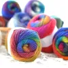 Filato di lana per uncinetto a maglia a mano, lana 100%, colore dell'arcobaleno, tessuto a mano, filo di lana spessa, filo a scialle all'uncinetto, palla da 50 g