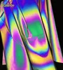50CM140CM Odblaskowy materiał materiału Szycie Szycie jasne retro odbijające magiczny gradient kolor tkaniny t2008128503755