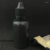 Storage Bottles Black PET Empty Bottle 30ml Plastic Dropper With Long And Thin Tips ChildProof Caps E Liquid Needle
