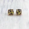 Stud -oorbellen gefacetteerde hars Tiny Leopard Abalone Shell Zigzag Stripes Button Studs en Dot Cube