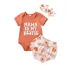 Set di abbigliamento nacque per la lettera estiva di abbigliamento per lettere per manica corta e pantaloncini con outfit per bambini della fascia