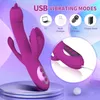 Kaninvibrator för kvinnor, puwcbze g spot dildo vibrator med 10 kraftfulla vibrationer 8 tryckande tung som slickar vuxna sexleksaker för par