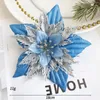 Dekorativa blommor Julblomma glitter julstjärnor konstgjorda Xmas trädprydnader för diy kransar girland glada dekorationer