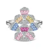 Cluster Anneaux S925 Silver Ring Fairy Ballon Colored Zirconia incrusté Full Diamond Series Conception personnalisée Bijoux de main féminin