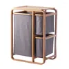 Laundry Bags Japanese-style Dirty Basket Fabric Storage Bathroom Clothes Cabinet Bamboo Frame Waterproof Clothing Rack