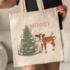 Bolsas de compras Padrão de Natal Tote Bag ombro para o presente diário de preenchimento feminino