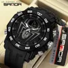 ساعات المعصم Sanda Men Military Es Big Spider Dial Lead Lead Digital Digital Pracking Mensult Multivunction Direct Display Relogio240409