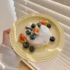Assiettes coréenes irrégulières pour céramique Dîner dessert Assiet de petit déjeuner Boîte de gâteau laitier plateau jaune français Jam couteau beurre