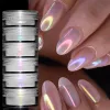 6BOX / SET AURORA PEURL Nails blancs Miroir en poudre Pigment Chrome Effet Frotter Gel Gel Polon