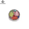 Bracelets de charme royalbeier 6pcs / lot Rhingestone Opal Round Metal Charms 18 mm Bouton Snap pour 20 mm Bijoux KZ0361