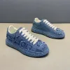 Luxe nieuwe designer heren blauwe strass dikke bodem veter causale schoenen flats mocassins mannelijke rock hiphop wandel sneakers