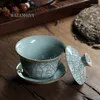 Чашки блюдцы Wzamony китайская Longquan Celadon Фарфоровая Gaiwan China Peatcups Boucerea Mouw