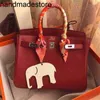 حقيبة نسائية من الجلد BK BK 35 30 Picotin 18 22 Bordeaux Red Togo Size 253035 Gold Buckle and Silver