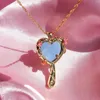 Pendant Necklaces Trend Crystal Castl Mirror Princess Pink Po Frame Locket Necklace Handmade Fairytale Melody Choker Jewelry BFFgift