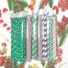 Engångskoppar Straws Christmas Straw Xmas Tree Santa's Hat Star Paper Drinking For Decoration Party Supplies