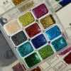 Pigment de peinture à aquarelle solide 24 couleurs laser paillettes or mica poudre de couleur métallique couleur pigments de dessin à l'ongle Supplies