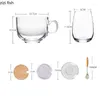 Mugs Modern Transparent Tempered Glass Mug Oatmeal Breakfast Milk Cup Household Large Capacity Microwave Coffee Kitchen Utensils