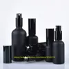 Storage Bottles 5ml To 100ml Matte Black Glass Bottle With Pump Or Sprayer For Lotion Perfume Essential Oil Moisturizer Facial Water Skin