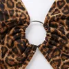 Tanques femininos Camis Leopard impresso Sexy Sling Crop Top Top Womens Camis Bustrage Bandage Lace Lenquel Metal Ring Top 2024 Party Club Bastille J240409