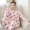 Thuiskleding Jinuo vrouwen winter herfst camouflage print lange mouw tops broek pyjama's pak slaapkleding warm mooie femme pyjama's sets