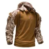 Camouflaggio maschile camuffato staccabile t-shirt tattico t-shirt mimetico di combattimento digitale uniforme a maniche lunghe a caccia di arrampicata