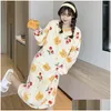 Womens Sleepwear Winter Long Sleeve Print Thick Warm Flannel Nightgowns For Women Dress Coral Veet Nightdress Night Nighty Drop Delive Dh1Jh