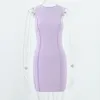 Lässige Kleider Sommer Frauen runde Nackenhülsen ärmellosen Rückwärtswagenkante Feste Farbe Trendy Slim Fit Wicked Hip Kleid 2024