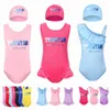 One-pièce pour enfants Swimwear Girls Trapstar Suite des enfants Bikini Bikini Été lettre de plage de plage de plage de baignade pour jeunes garçons Baby Swimming Cap G2G6 #