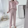 Roupa em casa Pijamas rosa Conjunto de mulheres 2pcs Sleepwear