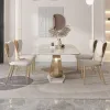 Cadeiras de mesas de jantar de pedra italiana Conjunto de apartamentos retangulares simples modernos para casa de luxo de luxo de luxo móveis de mármore