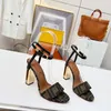 Designer Women shoes Delfina High Heels Sandals Beach Thick Bottom Dress Shoes Classic Vintage Leather High Heels