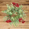 Decorative Flowers Eucalyptus Christmas Wreath Candlestick Ring Berry Candle Decoration Table Wine Bottle Supplies