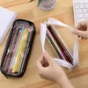 Étui à crayons en PVC transparent Organisateur de grande capacité pour la papeterie fournit des cas d'étudiant sacs de filles sacs