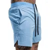 Shorts masculinos ginástica casual de verão exercício de esportes respiráveis seco rápido vestindo praia de jogging praia