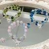 Strand Pink Crystal Butterfly Armband för kvinnor Romantiska gröna blå pärlor Charm Armband Tjejer Studenter Hand smycken Friends Gift