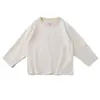 Japanische Vintage -einfache Langarm T -Shirt Männer Frühling Herbst Runde Hals Feste Farbe Kämmerte Baumwoll T -Shirt Casual Pullover 240408