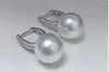 Stud Earrings Double Pearls Gorgeous Japan Akoya Round 11-12mm White Pearl 925s