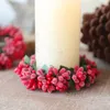 Fleurs décoratives 1pc Candle de Noël Simulate Berry Noël couronne mini anneau de mariage Party Party Dining Table décorations