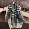 Scarves 2023 Luxury Brand Silk Shawl Scarf for Women Design Plaid Hijab Wraps Bufandas Female Headkerchief Fouloud Echarpe NEW240409