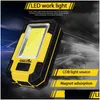 Portable Lanterns Super Bright Cam Light Rechargeable Magnetic Work Lamp 3 Lighting Modes Led Base Clip Built-In Battery Cob Drop Deli Dhff1