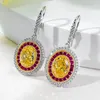 Boucles d'oreilles étalon européen et américain S925 Silver Little Red Livre rouge même diamant jaune 7 9 Design unique pour les femmes